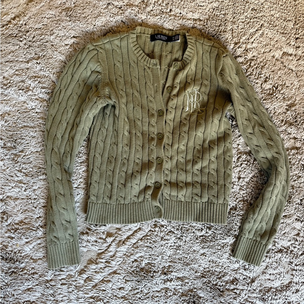Ralph Lauren women’s moss green cardigan new
